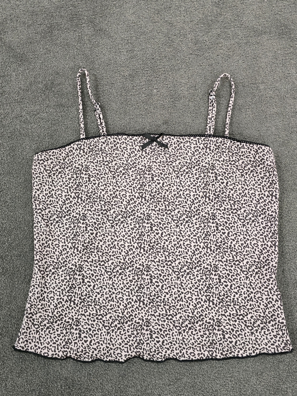 Madden Girl Leopard Print Cami Tank Top L Y2K Animal Print Bow Trim